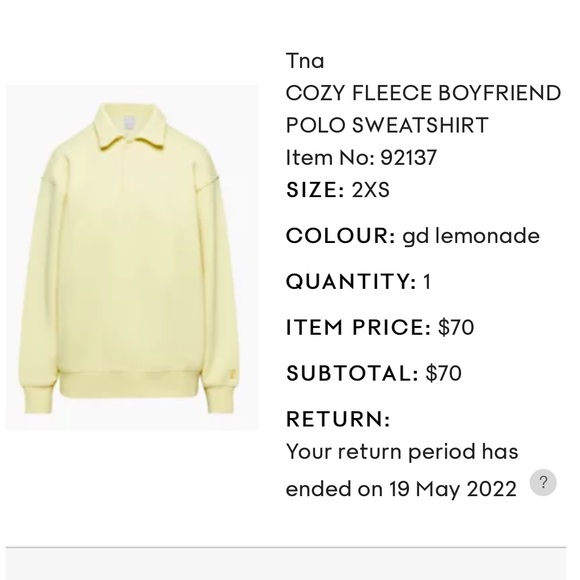 Aritzia Tops - ARTIZIA| XXS TNA COZY FLEECE BF POLO SWEATSHIRT